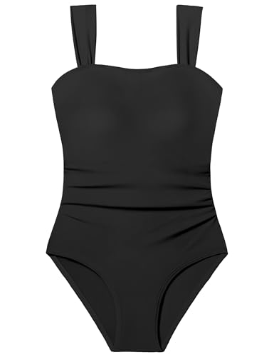 Image of CRISONE Girl Swimsuit One Piece Bathing Suit for Girls Retro Square Neck Adjustable Straps Girls' Swimwear 9-16Y