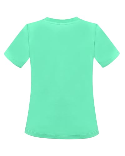 Image of Sunny Fashion Girls T-Shirt Crop Top Brown Lettuce Trim Ribbed Knit Button Casual