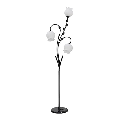 Lámpara de pie de salón con diseño de flores y base de mármol para leer
