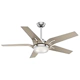 Casablanca 56 inch Indoor Ceiling Fan with LED Light & Remote Control- Standard Mount Ceiling Fan, 5 Painted Metallic Blades, For Bedroom, Living Room, or Kitchen, Quiet- Correne 59197, Brushed Nickel