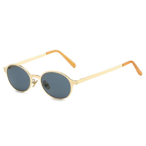 Lunettes de soleil vintage d'exception monture métal ovale et rivets punk durables pour femme