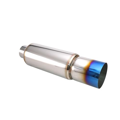 Tuyau d'échappement universel en acier inoxydable bleu de voiture 7,6 cm silencieux