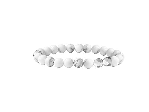 White Howlite Kenny Metal and Bead Bracelet, 6mm, White Howlite