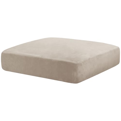 CHELZEN Velluto Coprisedile per divano, Copriseduta Divano Elasticizzato, Soft Cuscino Protezione Divano Sedile Lavabile (1 Posti, Cachi)