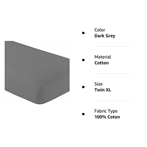 Knit Jersey 100% Cotton 2 Twin Xl Fitted Bed Sheets (2-Pack) Soft And Comfy - Twin Extra Long, 15" Deep Pocket, 39" X 80" Great For Dorm Room, Hospital And Split King Dual Adjustable Beds (Dark Grey) #TOP3