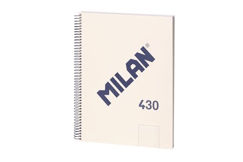 MILAN® Cuaderno A4 con espiral y tapa dura, 80 hojas blancas de 95 gr/m², colección 430 since 1918, beige