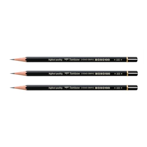 Tombow Set of 3 High Quality Graphite Pencils MONO 100 3H