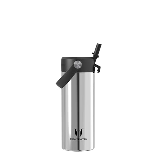 Sparrow Kinder Trinkflasche Edelstahl 500ml Thermosflasche mit Strohhalm – Ansicht 1
