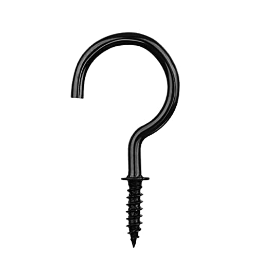 ASTARON 60 PCS 1 Inch Metal Ceiling Hooks Screw-in Cup Hook for Hanging Mugs Plants, Black