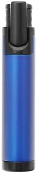 Colibri Belmont Single Jet Flame Butane Lighter, Windproof & Refillable, Cigar Enthusiast's Choice with Blue Fuel Window and Adjustable Flame (Metallic Blue + Black)