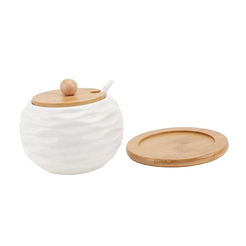 Cabilock 1Set Multi Function Spice Jar with Tray Ceramic Condiment Container with Spoon Easy to Clean Seasoning Box for Kitchen Organization for Storing Spices