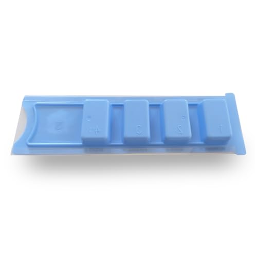 10 blaue Medikamentendispenser 10er Set – Tablettenbox 4 Fächern (Morgen, Mittag, Abend, Nacht) – Pillenbox für einen Tag, mit Blindenschrift & Beschriftung Deutsch/Englisch, blau, PP, 10 Stück (blau)