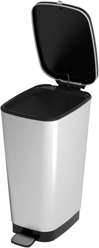 Miniatura 2 de Curver - Cubo De Basura Chic Bin Con Pedal Antideslizante 45l, 44,5x 29x 60,5cm, Acabado Color Acero, Tapa Y Aro Para Bolsa