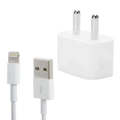 Image of 5W Fast Charger For iPhone X /XR /8 /7 /6S /SE /11 /12|5 Watt USB Adapter With Cable Compatible With Apple iPhone All Series, White
