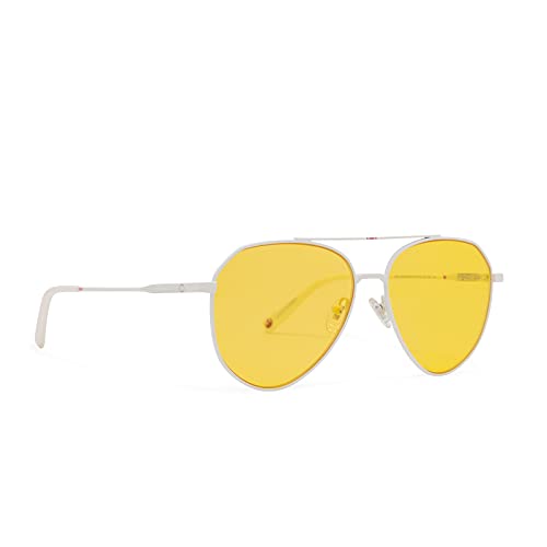 DIFF | Star Wars Luke Skywalker X-Wing Starfighter Designer Aviator Sunglasses, UV400 Polarized, Alliance White + Starfighter Yellow