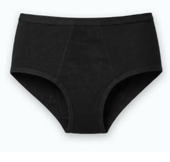 Reusable Period Panty for Women, Cotton Spandex, Leak Proof, Heavy Flow Absorption, Black