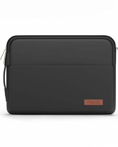 Image of FEDUS ORO Premium Vegan Leather Laptop Sleeve Bag Case 14 inch, Shockproof Office Laptop Cover Pouch Carrying Bag with Accessory Pocket & Handle for MacBook, HP, Dell, Lenovo, Asus for Men & Women