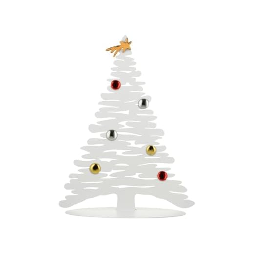 Alessi BM06 W Bark for Christmas Weihnachtsschmuck - Stahl, epoxidharzlackiert, weiß mit Magneten aus Porzellan., 35,50 x 14,00 x 45,00 cm