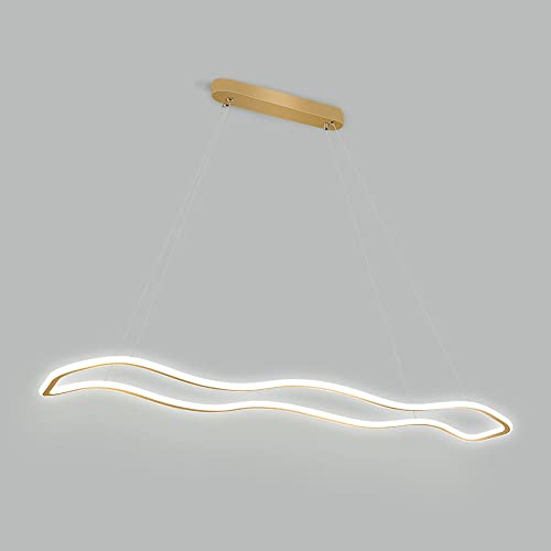 Lustre LED à intensité variable suspension dorée pour chambre et salle de restaurant