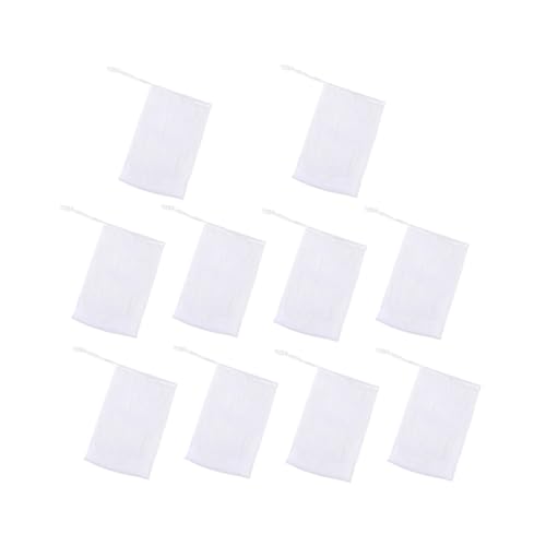 HONITANO 10 piezas Bolsa de Malla Espumante Doble para Jabón Hecho Mano Multiusos para Limpieza Facial y Corporal Blanca con Cuerda para Colgar Resistente y Duradera