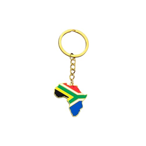 LUTAKU Porte-clés carte africaine 44 styles – Acier inoxydable doré émaillé National Pride accessoire femmes hommes porte-clés sacs porte-clés sœurs frères cadeaux d'anniversaire, Afrique du Sud