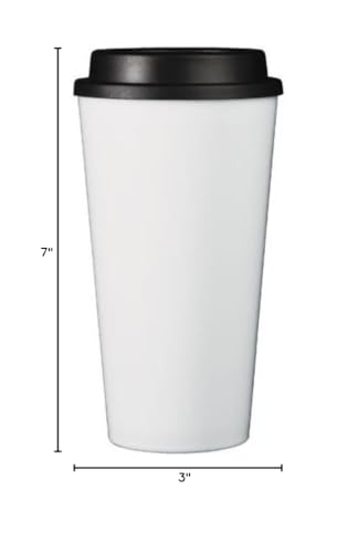Simply Green Solutions - Reusable Coffee Cups with Lids, Thermal Cups for Hot and Cold Drinks, Double Wall Tumbler, To Go Coffee Cups, 16 oz Coffee Tumbler, Screw-On Sip Lid, Dishwasher Safe, White