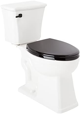 Signature Hardware 482600 Benbrook 1.28 GPF Two Piece Elongated Toilet - ADA Compliant, Elongated Heavy Duty Black Seat Included - White/Matte Black Lever