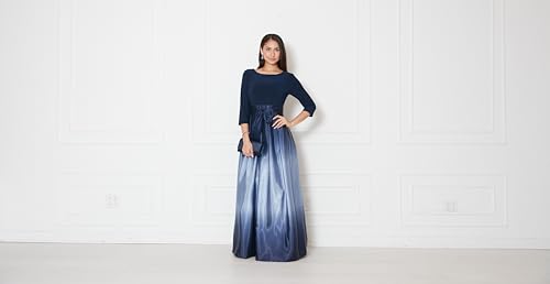 Image of S.L. Fashions Women's 3 /4 Sleeve Long Satin Mother of the Bride Dress with Pockets, Formal Party Gown