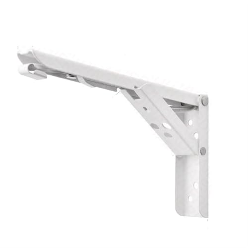 Brackets de estante plegable, Paquete de 2 soportes ángulo plegables acero, multicolor, 8 a 14 pulgadas, for estante, banco y mesa(White 14 Inch)