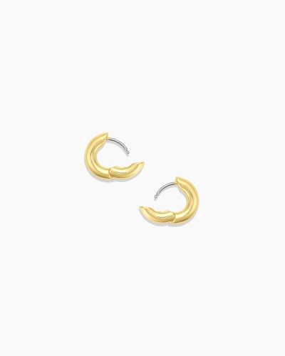 gorjana - Lou Huggies 1/2" Drop - 18K Gold-Plated Finish - Secure Hinge Closure - Stylish Hoop Earrings, Ideal for Ear Stack - Complimentary Gift Packaging - Perfect for Gifting - Image 3