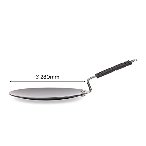Image of CELLO Hard Anodized Aluminium Tawa for Roti and Dosa 28 CM, 3MM Thickness Black | Even Heat Distribution, Gas & Stove Compatible, Bakelite Handle, Non-Stick Concave Tawa for Chapati Paratha Chilla