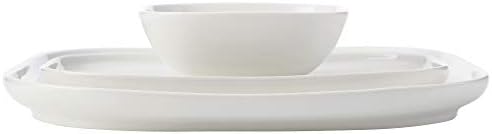 Maxwell & Williams AW0393 White Basics Serving Platters for Parties with Small Bowl for Sauce, Dips and Nuts, Porcelain, White, 3-Piece Set
