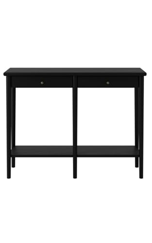 Mesa consola negra mate estrecha para pasillos largos y entradas modernas 2