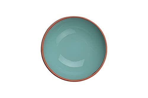 Uqayu Handmade 10-Inch Decorative Rustic Terracotta Bowl With Legs: Perfect For Serving And Décor. Leaf-Turquoise #TOP4