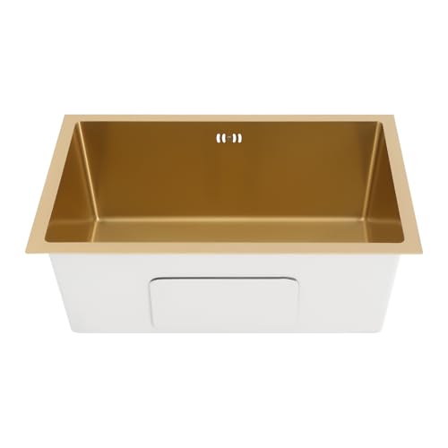 Gdetnysty Fregadero de cocina de acero inoxidable, 60 x 40 cm, multifuncional, moderno, rectangular, con aislamiento acústico, protección contra condensados y protección contra desbordamiento, para