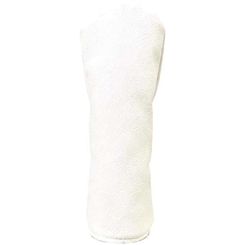 Sacolin White Golf Driver Headcover, Pu Leather, Soft Plush Interior, Double Elastic Band, Classic Blank Style Golf Club Head Cover for No. 1 Wood and Fairway Wood, Prevents Wear