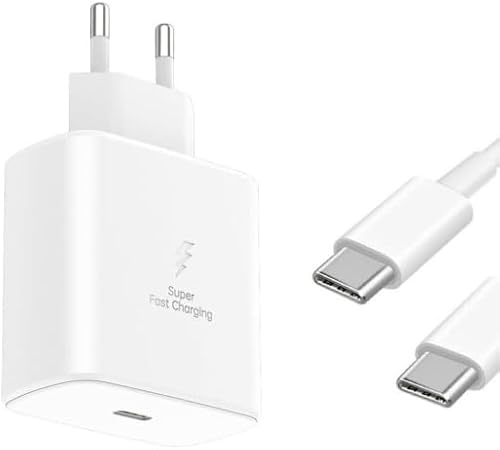 40W PD Fast Charging Adapter with Type-C to Type-C Cable, Fast Wall Charger for Samsung Galaxy, iPhone 15 Series, iPad, Huawei, Oppo, Redmi, Vivo & USB-C Devices, White