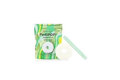 Spongellé Peppermint PediPOP! Pedi Buffer & Nail File | All-in-One Pedicure Treatment | Exfoliates, Softens & Cleanses | 30+ Washes | Vegan & Cruelty-Free