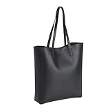 Bolsa Tote Feminina Ombro Couro Vegano Premium Design Moderno Elegante (Preto)