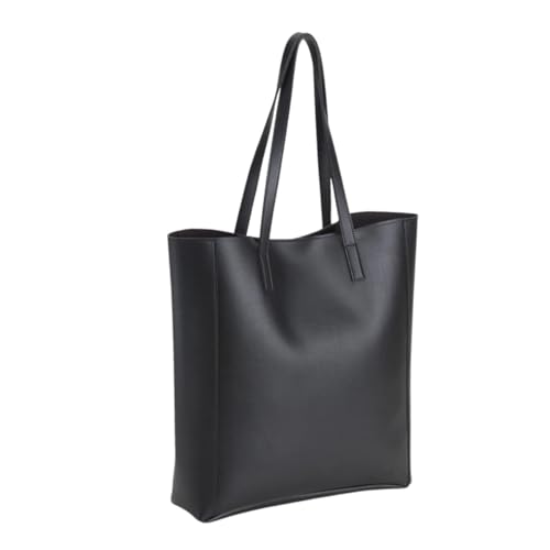 Bolsa Tote Feminina Ombro Couro Vegano Premium Design Moderno Elegante (Preto)