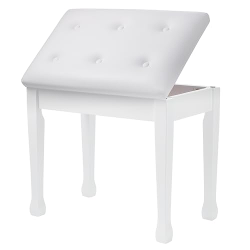 FILISITE Piano Bench with Waterproof Padded Cushion, Makeup Stools for Vanity, Bench for Living Room/Bedroom XJ580-2(White)