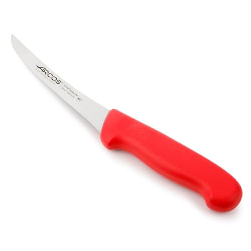 Arcos Serie 2900 - Cuchillo Deshuesador Curvo Semiflexible - Hoja de Acero Inoxidable NITRUM de 140 mm - Mango inyectado en Polipropileno Color rojo