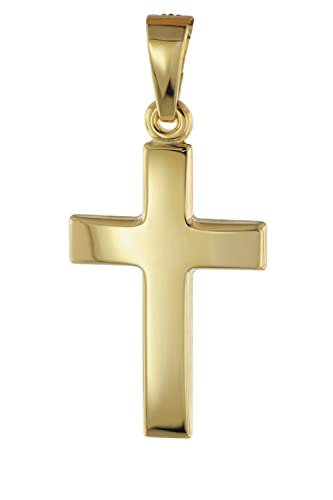trendor Anhänger 585 Gold Kreuz 18 mm Damen Kettenanhänger aus Gold, modischer Kreuzanhänger, zeitlose Geschenkidee, zauberhafter Schmuck aus Echtgold 08609