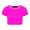 Enfants Filles Néon Fluorescent Plaine À Manches Courtes Crop Tops T-Shirt Tee Top Dance Wear Gymnastique Déguisements Âge 3-14 Ans
