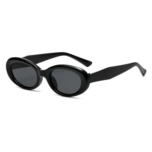 Lunettes de soleil ovales noires pour femme avec protection UV400 style rétro LVTFCO
