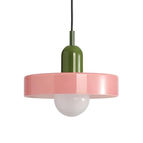 HJXDtech Suspension en Verre Moderne, E27 Lampe Suspendu au Plafond Réglable en Hauteur pour Îlot de Cuisine, Salle à Manger, Chambre ou Café (Rose)