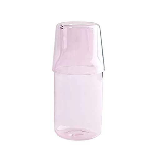 TITA-DONG Carafe à eau avec gobelet en verre pour table de chevet, carafe secondaire, carafe à eau de chevet, carafe à eau en verre transparent, pour chambre à coucher et salon (rose) TITA-DONG Carafe à eau avec gobelet en verre pour table de chevet, carafe secondaire, carafe à eau de chevet, carafe à eau en verre transparent, pour chambre à coucher et salon (rose)