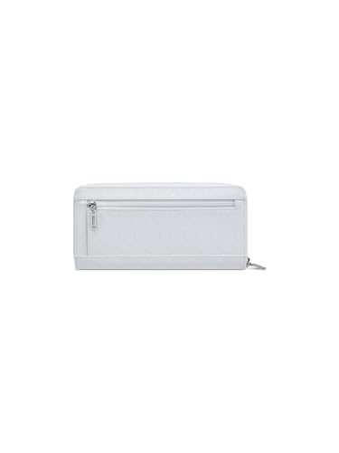 Image of GUESS White Textured Zipper Abbas Large Zip Around Wallet