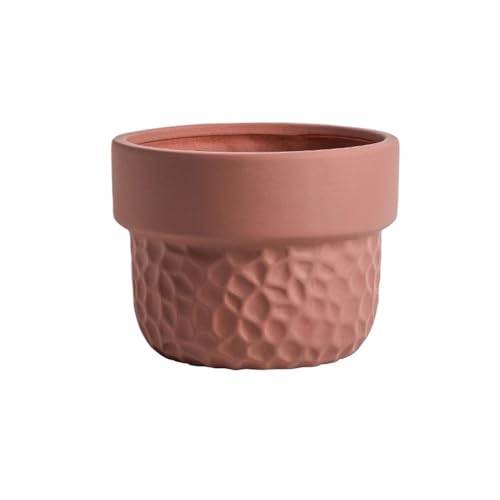 Zephyria Jardineras Decorativas para Plantas de Interior, Maceta Redonda de cerámica con Textura en Relieve, con platillos y Orificios de Drenaje, Macetas Plantas de Interior y ext(S)