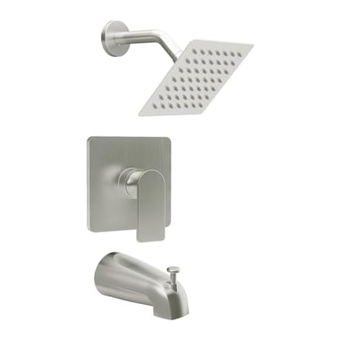 WRISIN Tub Shower Faucet Set, Brushed Nickel Shower Fixtures with 6 Inch Shower Head, Bathtub Faucet Set Cover